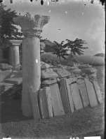 Капители, базы, колонны и алтарные преграды из раскопок средневековых памятников Херсонеса, выставлены для всеобщего обозрения во дворе музея